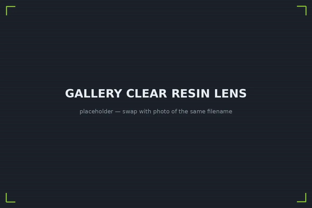 Optically clear resin lens prototype polished to transparency