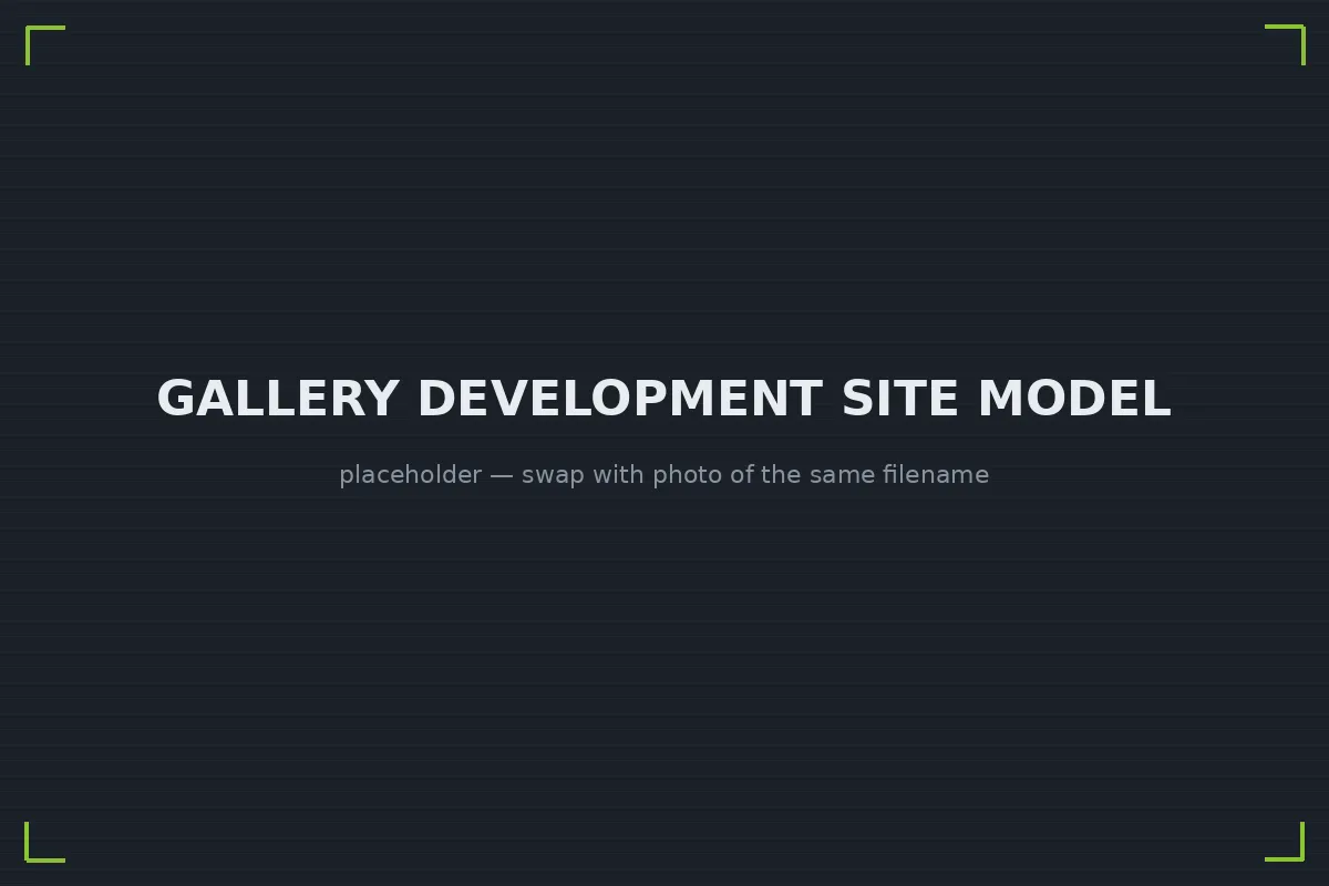 Multi-block development site model with removable buildings