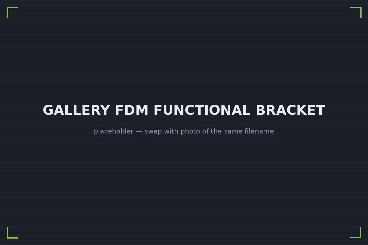 Functional FDM printed mounting bracket in black PETG