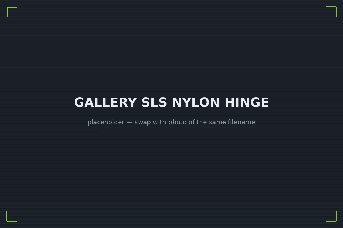 SLS nylon PA12 living hinge assembly printed as one piece